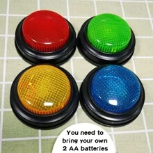 2 件压力释放游戏响应蜂鸣器 - 圆形电子声音按钮，挤压语音盒，宠物声音按钮，带闪光灯的大型按钮语音玩具，有红色、黄色、蓝色、绿色可选，不含电池 - 彩色 - 查看 10