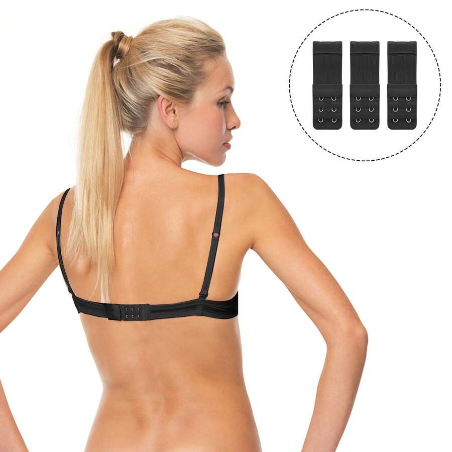 4 件装 女士 2 钩 3 排 胸罩延长器 弹性胸罩肩带延长带 带钩 - 彩色 - 查看 1