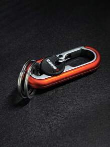 1pc Stainless Steel Car Key Chain, Creative Car Key Accessories, Double Ring Key Chain, Anti-Lost Key Chain, Universal Car Key Ring Pendant - A - View 6