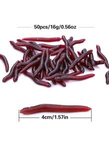 SOUGAYILANG 100 cái Mồi câu cá mềm Giun 4 CM 0,3 G Giun giun đất nhân tạo Mồi sống động như thật - Đỏ - Xem 3