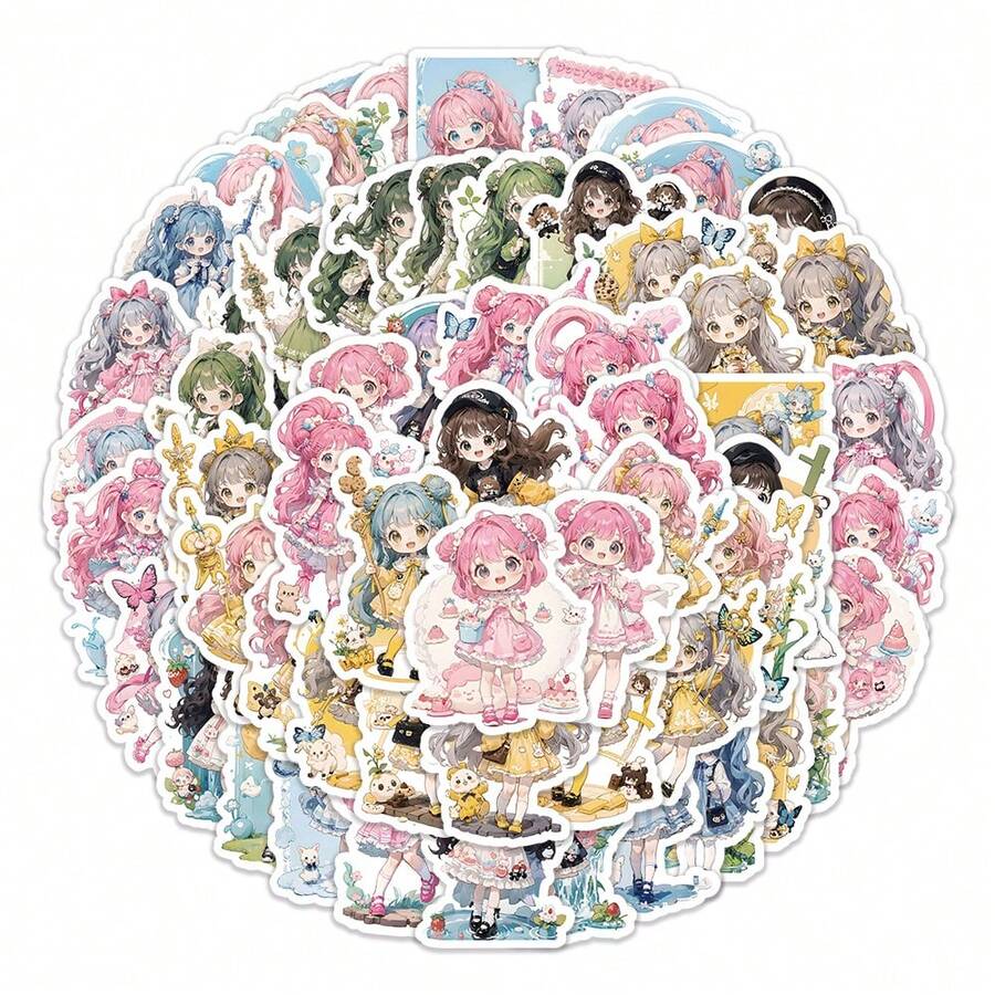 60Pack Kawaii PVC Stickers Matte Vinyl Decals For Laptops, Phones