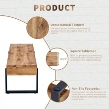 59" Dining Bench, Farmhouse Indoor Kitchen Table Benches, Bed Bench, Industrial Shoe Bench, Entryway Benches - 天然木洗+中密度纖維板+金屬+中密度纖維板如圖 - 查看 4