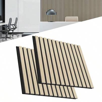 LILIIN Acoustic Panels 2 Pieces Set 3D Wall Cladding Wall Panels Made Of Real Wood Veneer Acoustic Panels Slatted Wall Wood Panels Wood Panels Acoustic Felt