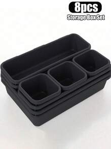 Bộ 8 ngăn kéo nhà bếp màu trắng, hộp đựng đồ dùng chia ngăn, ngăn kéo bàn làm việc, hộp đựng đồ dùng đa năng, thiết kế đơn giản và bền bỉ cho mỹ phẩm, phòng ngủ, nhà bếp, văn phòng - Nhiều màu - Xem 12