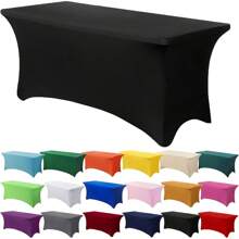 1pc Spandex Tablecloth, Stretchable Tablecloth, Suitable Rectangular Tablecloth, Universal Stretchable Patio Tablecloth For Weddings, Banquets, Parties And Events 6ft 8ft Home Decor Textiles - Multicolor - View 1