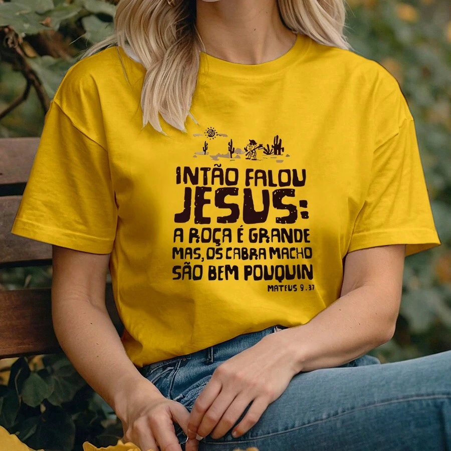 Evangelical Fashion T-Shirt Jesus Mineiro - Unisex - 100% Cotton - Yellow - View 1
