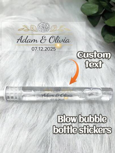 45 Peças Adesivos Personalizados de Tubo de Bolha, Etiquetas Personalizadas para Recepção de Casamento, Projetadas com seu próprio nome e data, com elegantes bolhas de ouro transparente, suprimentos escolares, adesivos personalizados, ambiente acolhedor