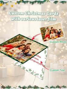 1 张定制照片和文字圣诞贺卡，可选各种激光膜，17.8 厘米 X 12.7 厘米（5 英寸 X 7 英寸），精美礼品，个性化定制圣诞贺卡，适合送给家人、朋友的生日卡，家庭和谐 - 彩色 - 查看 1