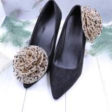 2 chiếc kẹp giày trang trí họa tiết da báo hoa hồng DIY cho giày cao gót - Lưới da báo - Xem 10