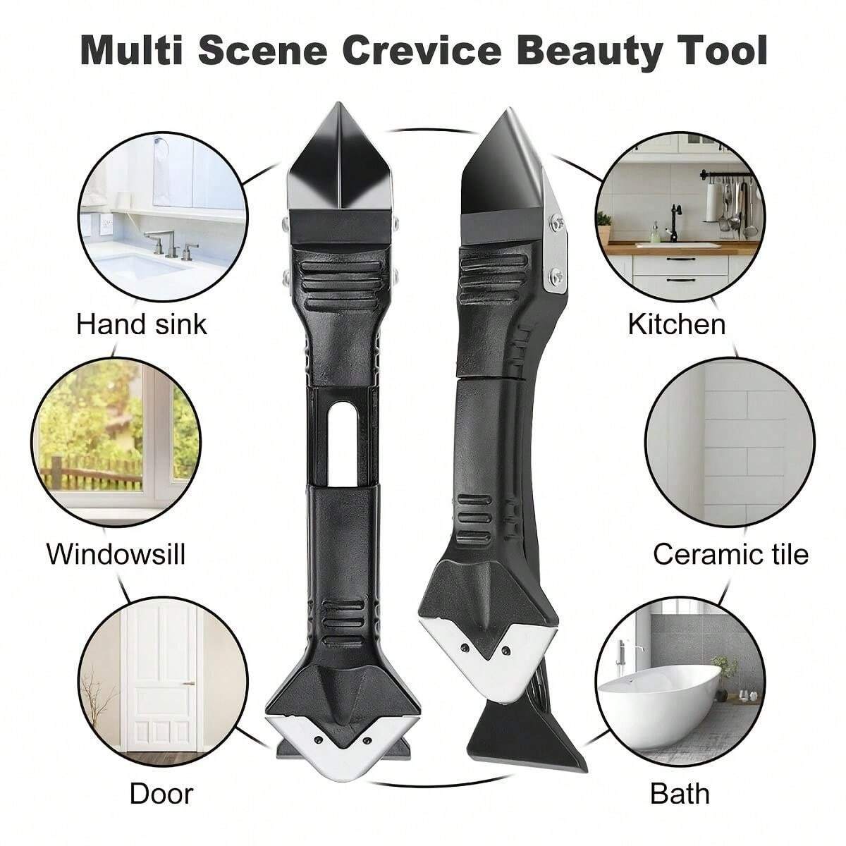 5In1 Silicone Scraper Set Grout Remover, Caulking Tool, Edging