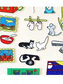 BELLKIDS 18 miếng/bộ bảng nỉ kể chuyện "Goodnight Moon", bộ nỉ, đồ chơi nỉ, đạo cụ biểu diễn câu chuyện, đồ dùng hỗ trợ đọc, nhãn dán đồ chơi nhồi bông, trò chơi đọc, đồ chơi giáo dục trẻ nhỏ, lớp học, nhà ở, công cụ giảng dạy - Nhiều màu - Xem 6