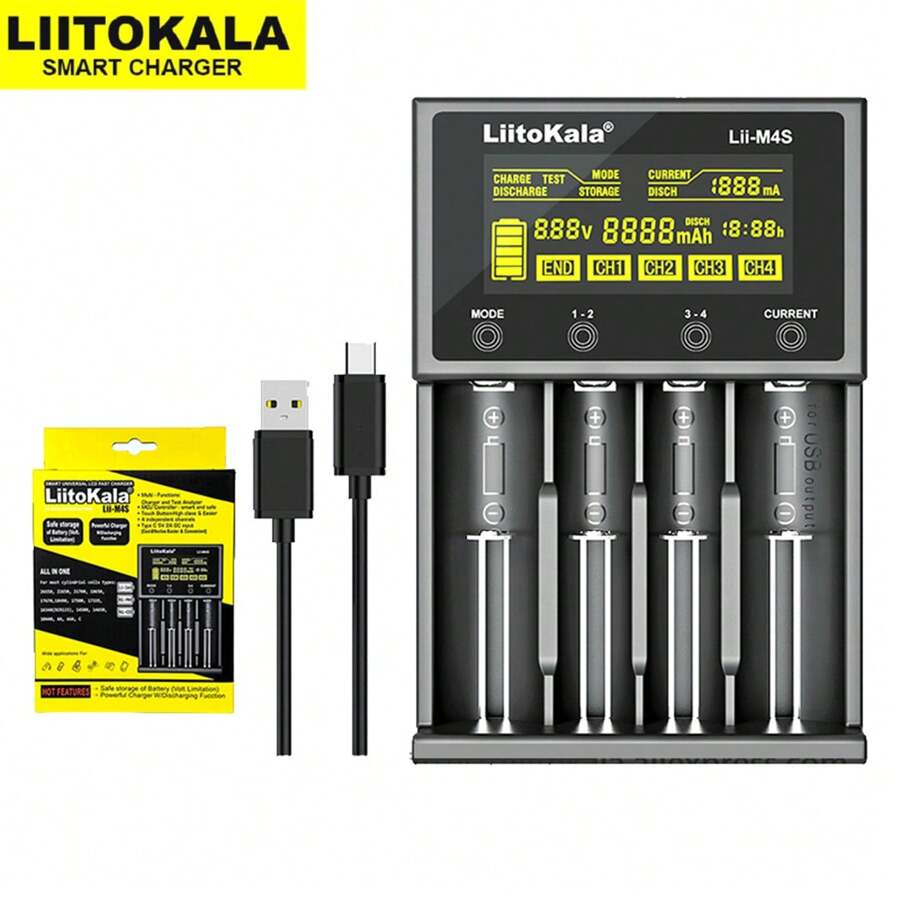 LiitoKala LiitoKala LiiM4 18650 Charger LCD Display Universal Smart