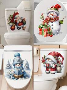 mama look 1 件/4 件 30*30 厘米/11.81*11.81 英寸 29.5*29.5 厘米/11.61*11.61 英寸 雪人圣诞老人马桶贴纸适用于浴室和马桶贴纸装饰可移除 PVC 贴花浴室壁画、贴纸、墙贴花、乙烯基贴花用于家居装饰、春季装饰品让您的家焕然一新、拉玛装饰贴纸 - 彩色 - 查看 2