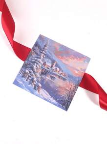 24 张/包创意圣诞图案宣传册材料纸，圣诞树和山川图案独特设计材料纸，可书写可折叠礼品包装装饰纸，送给朋友的圣诞礼物 - 彩色 - 查看 7