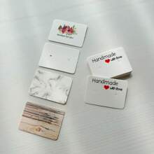 50 张/包 3.5*2.5 厘米白卡纸耳环展示卡，印刷时尚耳环、耳钉、耳坠包装卡 - 3.5x2.5cm耳環卡 - 查看 1