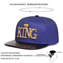1Piece Men Letter King Hip Hop Hat Outdoor Adjustable Sunscreen Leisure Hat Spring Autumn Travel Tourism Beach Vacation - 藍色 - 查看 2