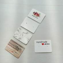 50 张/包 3.5*2.5 厘米白卡纸耳环展示卡，印刷时尚耳环、耳钉、耳坠包装卡 - 3.5x2.5cm耳環卡 - 查看 4
