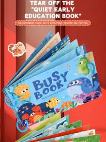 Early Education Busy Book Quiet Busybook Alphabet Number Cognitive Puzzle Repeated Paste Book Educational Toys, Preschool Learning Activity Book - Touch Training Hand-Eye Coordination Toys - Suitable For Children's Cognitive Enlightenment Development Brain Hand Tear Paste Book Early Education Magic Sticker Early Education Book,Montessori Quiet Preschool Learning Toys, Sensory Books Toddler Learning Activity Books, - Multicolor - View 4