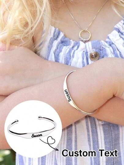 Customized Stainless Steel Name Bracelet For Girls&Boys, Thanksgiving Gift Back To School Winter Gift Ideas Boy Girl Valentine's Day