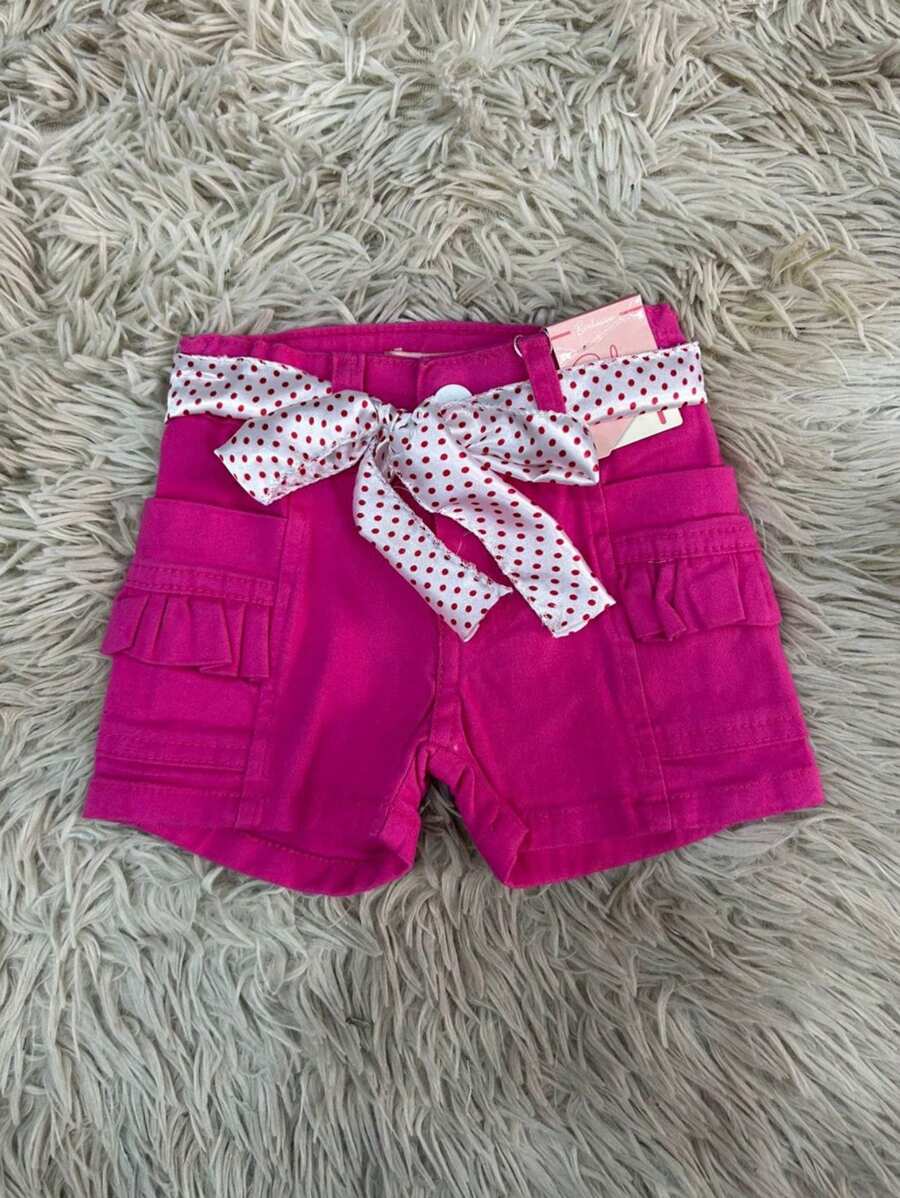Baby Shorts For Girls 01 To 03 Years - 玫紅色 - 查看 1