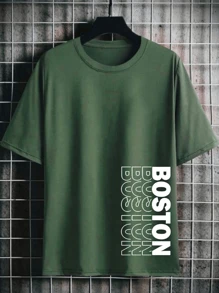 BOSTON Men's T-Shirt 100% Cotton New Release - 綠色 - 查看 1