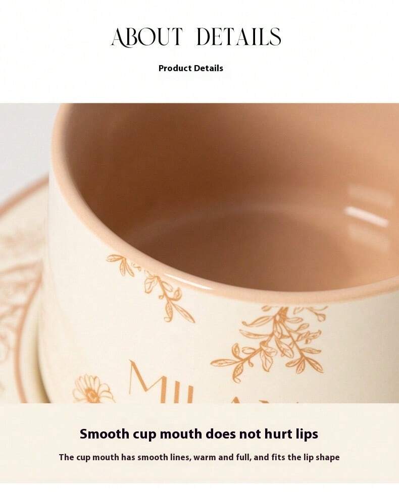 Vintage Style Ceramic Coffee Cup And Saucer Set, Thick Floral Design