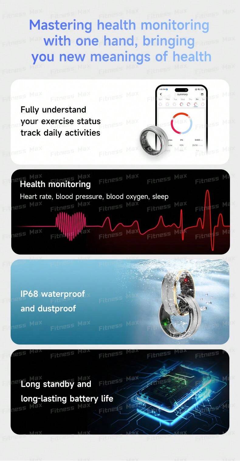 Smart Ring Fitness Assistant, Sports Smart Ring, Step Counter, Distance