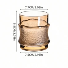 1 件时尚极具吸引力的玻璃杯，适用于咖啡、威士忌、热牛奶、果汁、茶 - 适合日常使用 - 琥珀色 - 查看 7
