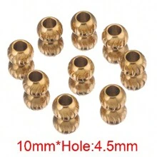 10 piezas de espaciadores redondos con textura de media luna de acero inoxidable 304 chapados en oro de 18k, cuentas colgantes para hacer joyas, accesorios para hacer pulseras y collares