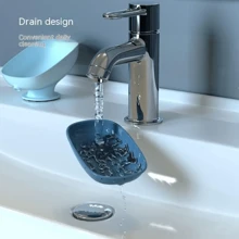 1 khay đựng xà phòng thoát nước hai lớp, giá đựng xà phòng dạng cốc hút cho phòng tắm, phụ kiện phòng tắm, hộp đựng đồ và đồ lưu trữ phòng tắm - Nhiều màu - Xem 6