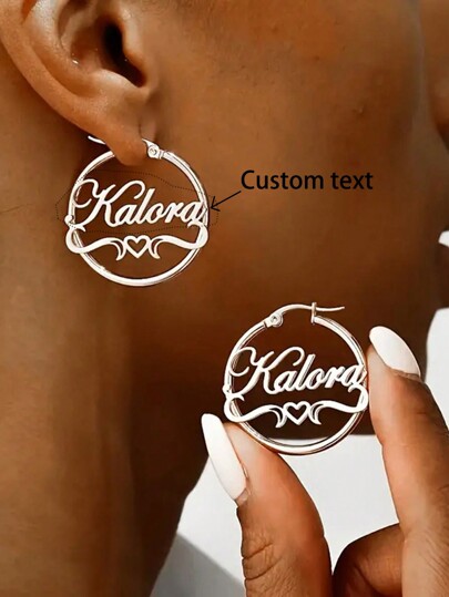 1 Pair Fashionable Personalized Stainless Steel Letter Customized Earrings Unisex Earrings Men Women, Versatile Daily Gifts Family Friends