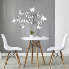 Faith Hope Love 亚克力自粘墙饰，适用于客厅、商业空间，无需钻孔 - 銀色 - 查看 4