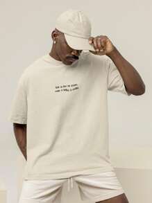 Men's Oversized T-Shirt 100% Premium Cotton Dream Maker Streetwear Shirt - Màu be - Xem 2