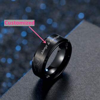 Personlig namnring, Custom Promise Love Band, Friendship Statement Ring Romantiska smycken Parpresenter till alla hjärtans födelsedagsdag, storlek 6-12
