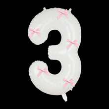 40" roze strikdecoratie witte cijfers folie ballonnen 0-9, roze strikdecoratie, geschikt voor verjaardagsfeestjes, Valentijnsdag, jubileum, bruiloft, Kerstmis, nieuwjaarsdecoratie