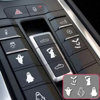 5 st Halloween-klistermärken med tomma bilknappar, Mini Ghost-klistermärken, fladdermusklistermärken, biltillbehör, knappklistermärken på instrumentbrädan