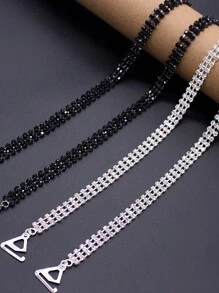 2pcs/Pair Rhinestone Studded Women's Adjustable Shoulder Bra Straps Metal Back Brassiere Strap, For Rave - Multicolor - View 4