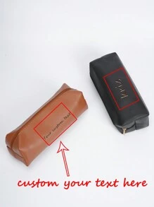 حقيبة أقلام قابلة للتخصيص - قطعة واحدة حقيبة قلم للقرطاسية، مقبض سحاب حقيبة صغيرة من الجلد، للأقلام والأقلام الرصاص والصبغات ومستحضرات التجميل، ل- العملات المعدنية، لمسات بوهيمية