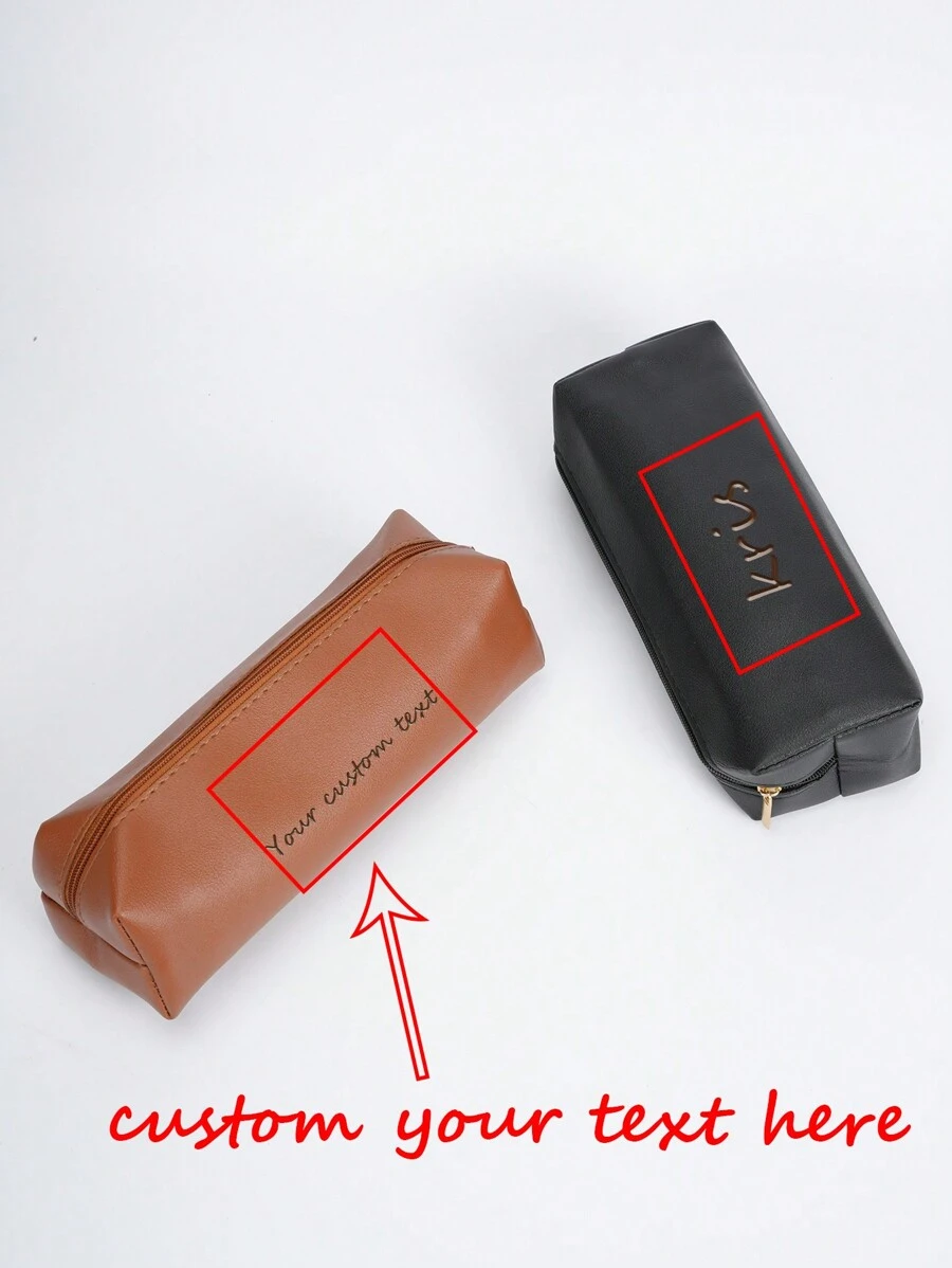 حقيبة أقلام قابلة للتخصيص - قطعة واحدة حقيبة قلم للقرطاسية، مقبض سحاب حقيبة صغيرة من الجلد، للأقلام والأقلام الرصاص والصبغات ومستحضرات التجميل، ل- العملات المعدنية، لمسات بوهيمية