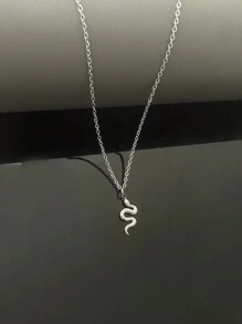 1 件时尚复古金属蛇形吊坠项链，不锈钢，适合女性日常佩戴 - 蛇項鍊 - 查看 11