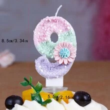 1 件粉色花朵 0-9 数字蜡烛，生日、派对、婚礼蛋糕装饰，圣诞节 - 彩色 - 查看 14