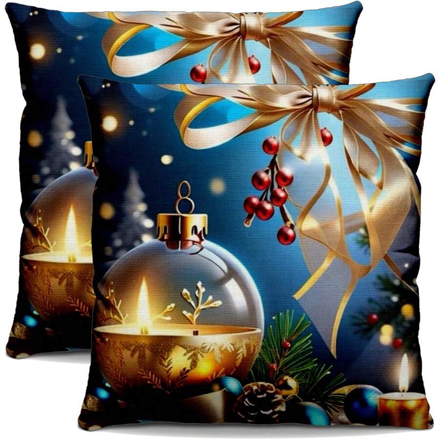 MERRY CHRISTMAS DECORATIVE CUSHION COVERS WITH ZIPPER 40X40CM MD. 10375 - 1 chiếc. 40x40cm In chữ "C" NHÂN ĐÔI - Xem 1