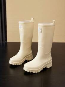 Giày đi mưa cổ cao cho nữ, giày đi mưa thời trang người lớn chống trượt, lót giữ nhiệt, chống thấm nước, thu đông mới - Màu be - Xem 3