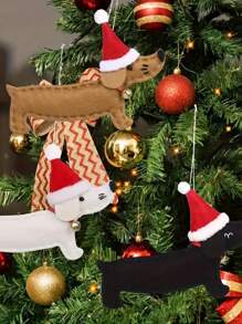 1 件圣诞装饰，腊肠犬毛毡装饰，圣诞树挂饰，家居圣诞装饰，派对用品最佳礼物 - 彩色 - 查看 2