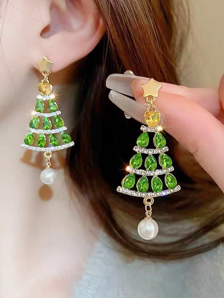 1 Cặp, Hoa tai may mắn màu xanh lá cây, Hoa tai ngôi sao và ngọc trai giả, Hoa tai mặt dây chuyền lấp lánh và độc đáo, Hoa tai đá giả màu xanh lá cây thích hợp cho trang phục dự tiệc/lễ hội âm nhạc và phụ kiện hàng ngày, Quà tặng ngày lễ tình nhân, Quà tặng cho bạn gái, Quà tặng bạn bè năm mới, Hoa tai ngày lễ thánh Patrick, Hoa tai tua rua vàng, Hoa tai hình giọt nước dài, Hoa tai cưới cô dâu thanh lịch - Nhiều màu - Xem 1