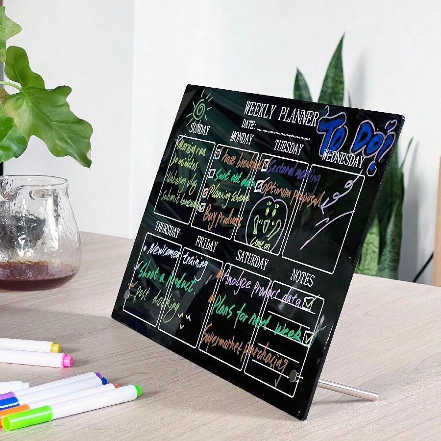 1pc 2024 Acrylic Dry Erase Board With Stand, 11pcs Transparent