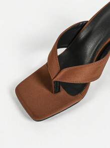Women's High Heel Sandals Fashionable And Versatile Toe-joined Sandals, Women's Coffee Brown High-heeled Sandals