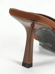 Women's High Heel Sandals Fashionable And Versatile Toe-joined Sandals, Women's Coffee Brown High-heeled Sandals