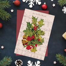 1 tấm thiệp chúc mừng Giáng sinh vui vẻ "Joy To The World" kèm phong bì, thiết kế bản nhạc, bên trong để trống, thiệp chúc mừng ngày lễ vui vẻ - Hoàn hảo cho bạn bè và gia đình - Nhiều màu - Xem 4