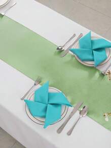 1 Roll Bohemian Satin Table Runner,Satin Silk Tablecloth European Table Runner,Table Decorations For Wedding,Party, Centerpieces Table Decorations. - Green - View 7